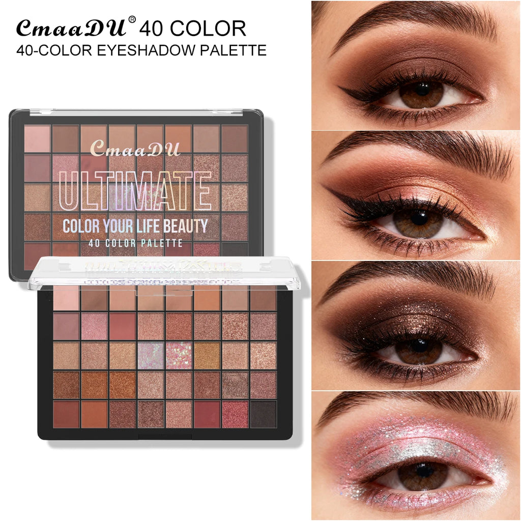 CmaaDu 40-Color Creamy Pearl Eyeshadow Palette – Waterproof Eyeshadow Palette HIP 5050