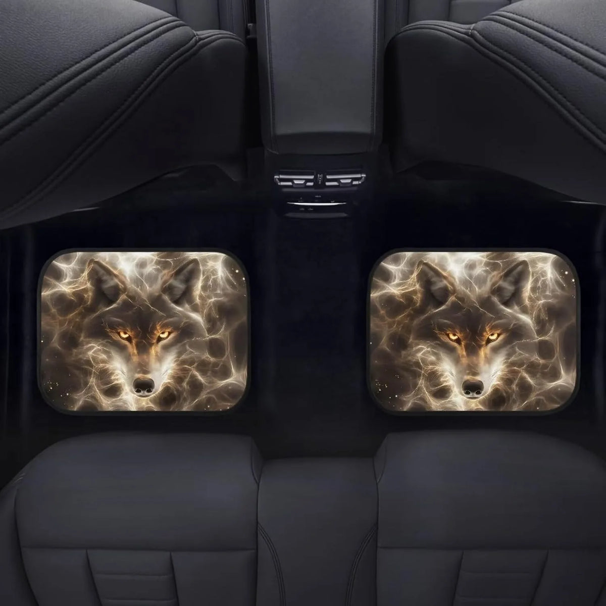 Wolf Print Heavy Duty Rubber Car Mats – 4-Piece All Weather Car Floor Mats HIP