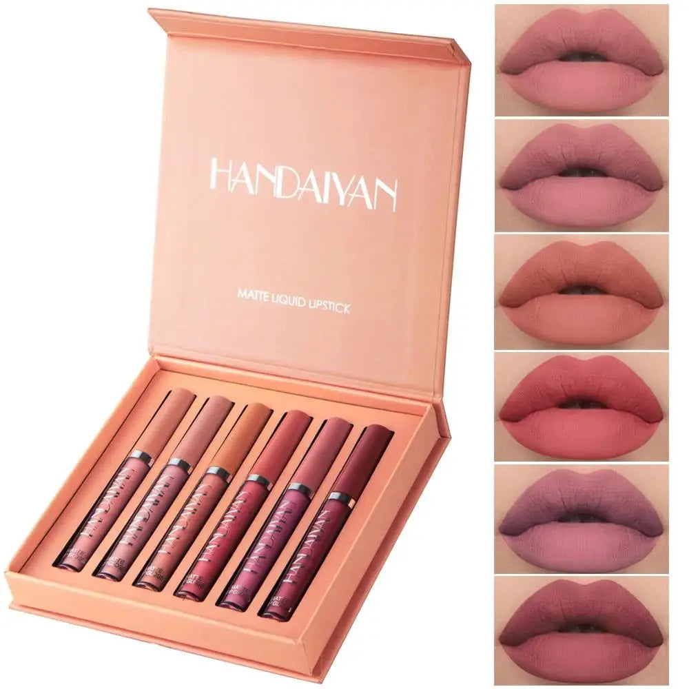 HANDAIYAN 6-Shade Matte Liquid Lipstick Set – Waterproof Liquid Lipstick Set HIP