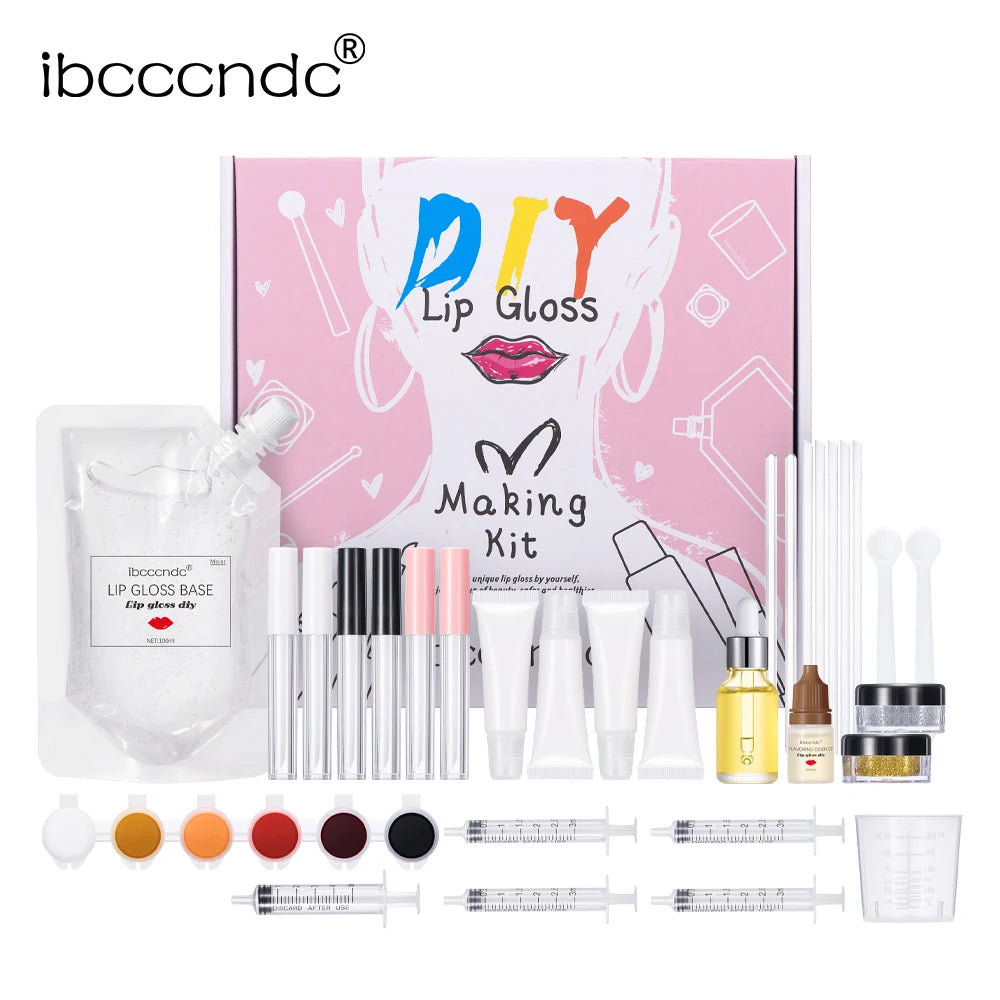 New Lip Gloss Making Kit Moisturizing Lip Gloss Base Diy Raw Material Tool Kit Shiny Glitter Lip Tints Glaze Handmade Cosmetic HIP