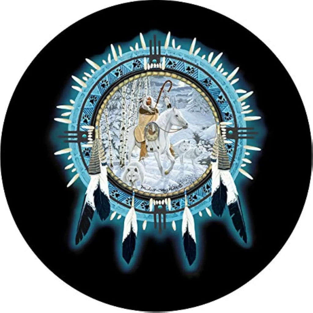 Dream Catcher Wolf Rider Spare Tire Cover – Durable Polyester Spare Tire Cover HIP Acquiesce 17 in