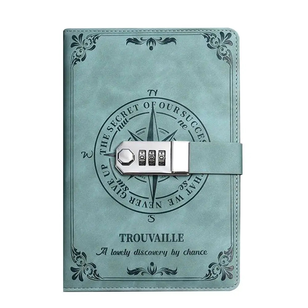 A5 Password Lock Notebook – 200-Page PU Leather Retro Diary Password Lock Notebook HIP
