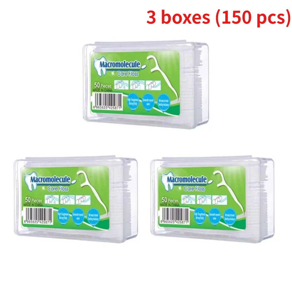 RUZOFO Disposable Dental Floss Picks – 50 Pcs/Box, 1–5 Boxes Dental Floss Picks HIP C609-3box