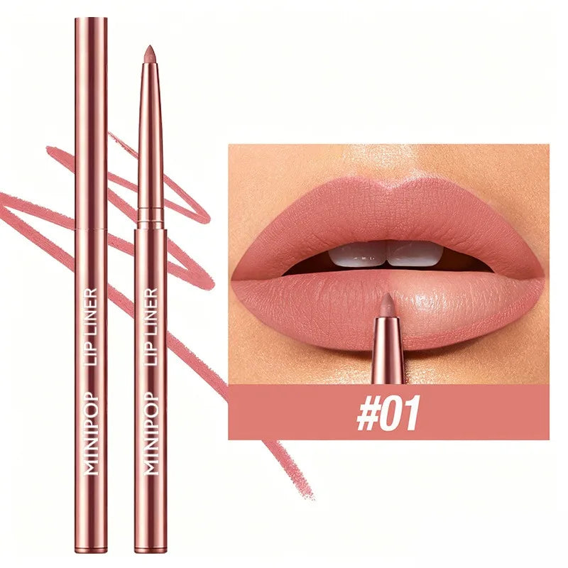 12 Colors Matte Lip Liner，Waterproof, Durable, Easy to Color, Long-Lasting,Full Plump Lip Shape Contour ，Lip Outline Cosmetic HIP 01