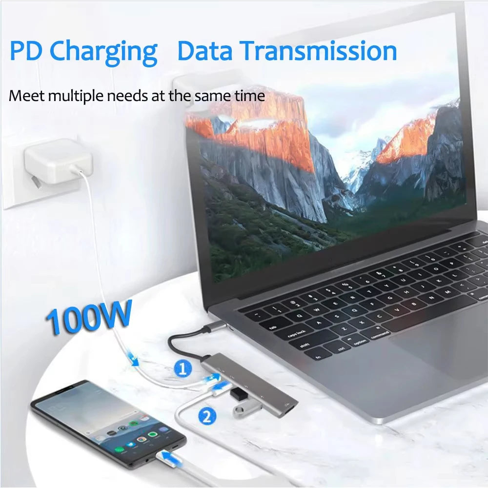 6-in-1 USB-C Hub – 4K HDMI, 100W PD & USB 3.0 Adapter USB-C Multiport Hub HIP