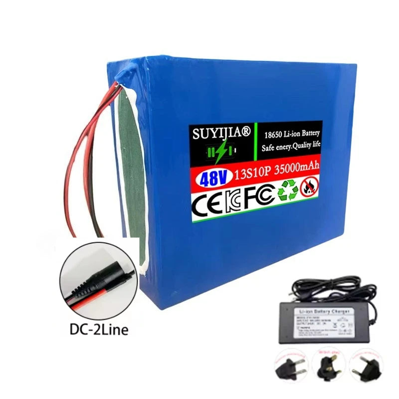 48V 35Ah Lithium Battery Pack 13S10P 2000W Built-in BMS Lithium Battery Pack HIP DC-2Line