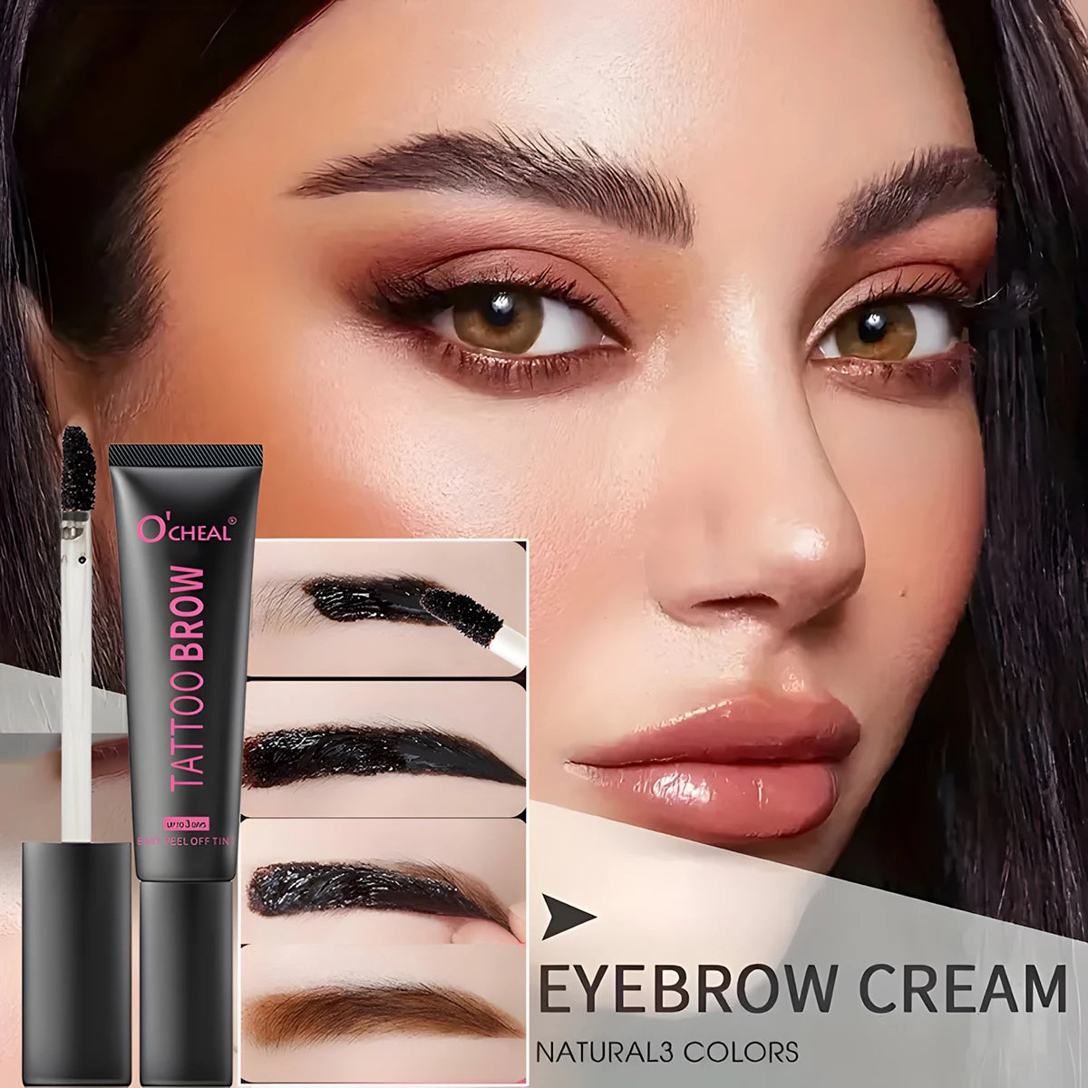 Waterproof Tattoo Brow Peel Off Tint with Stencils - Semi-Permanent Eyebrow Tint Lasts Up to 3 Days - Easy to Apply and Long-Las HIP