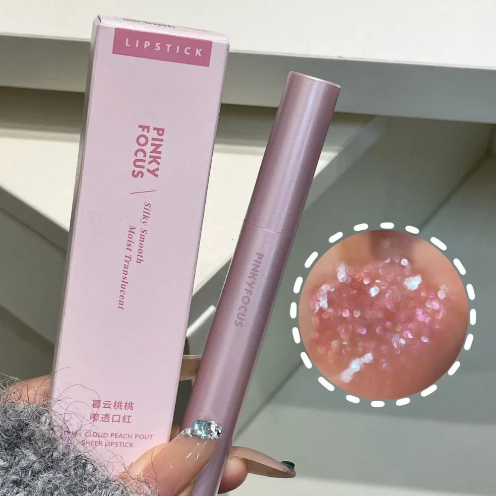 Diamond Pink Glitter Solid Jelly Lip Gloss Pen Moisturizing Mirror Water Lipstick Light Film-forming Non-Fading Gloss Cosmetic HIP