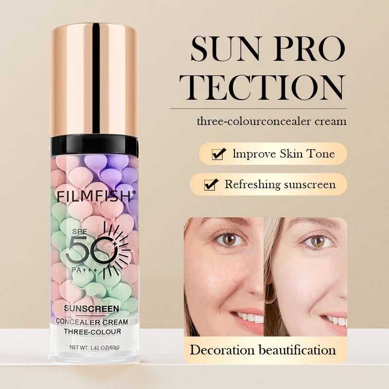 Tri-Color Contour Primer Cream – Waterproof Makeup Base 40g Makeup Primer Cream HIP