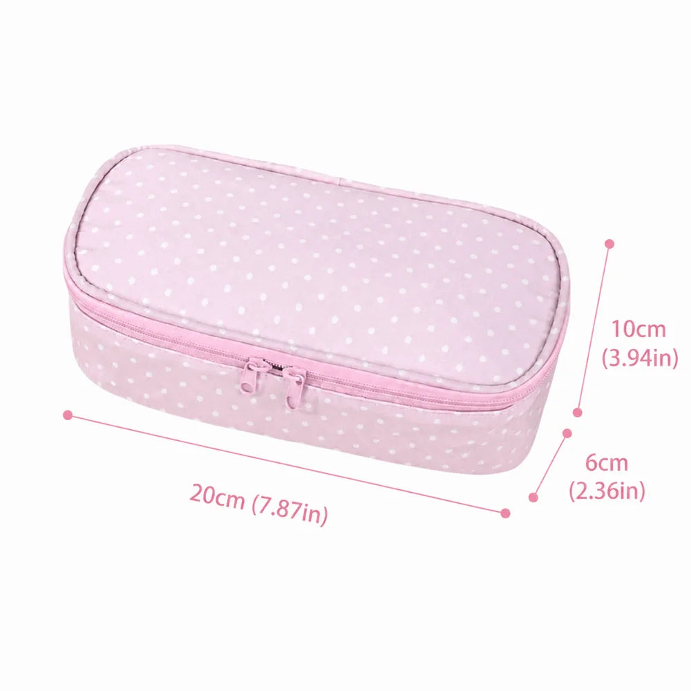 Pink Polka Dot Pencil Case – Large Capacity Pen Bag Pencil Case Pouch HIP