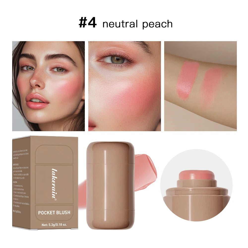 3-in-1Blush Stick Lasting Brightens Facial Cheek Stick Moisturizing Flash Lip Gloss Makeup Lip Gloss Face Rouge HIP 4