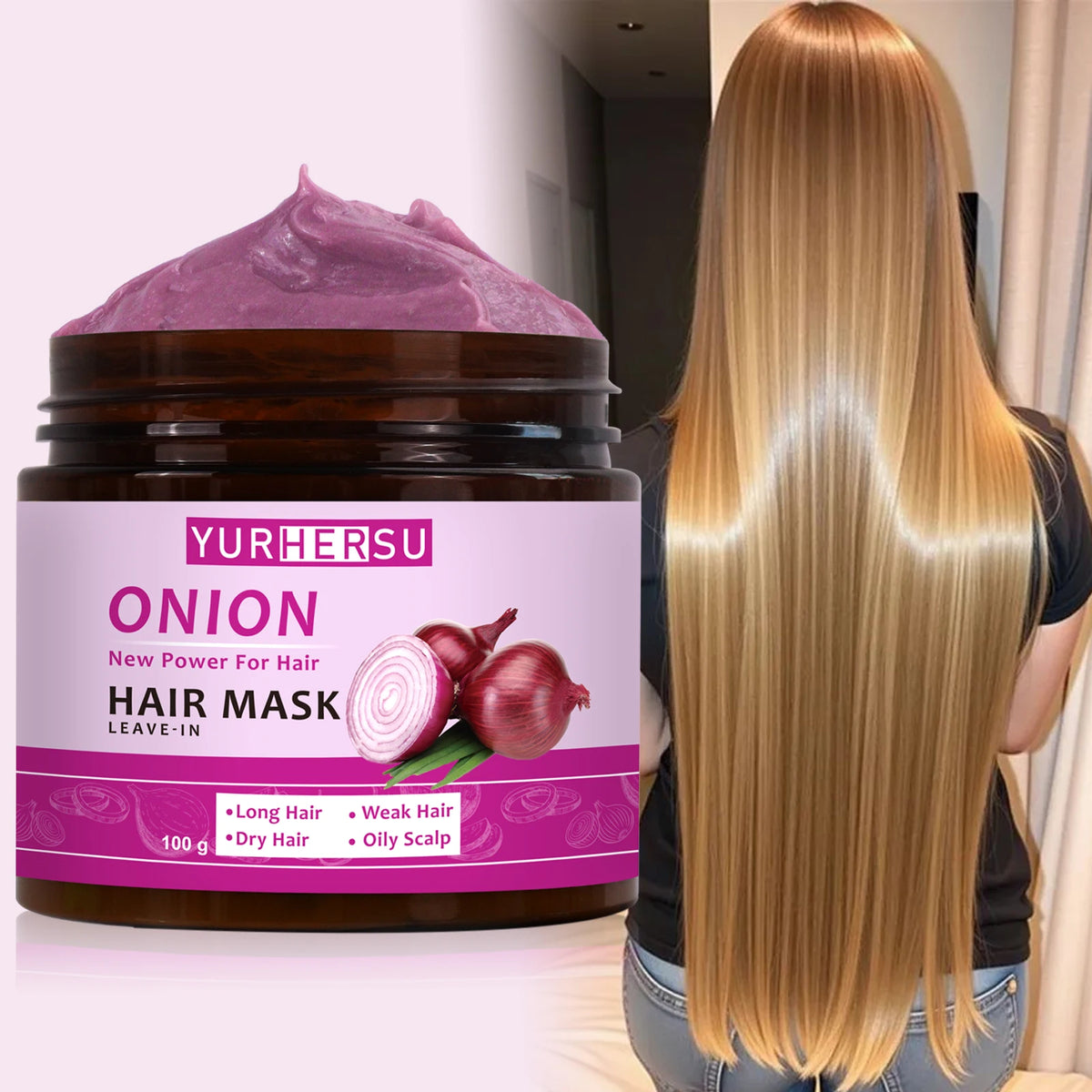 Onion Essence No-Rinse Hair Mask – Deep Nourishing | YURHERSU Leave-In Hair Mask HIP