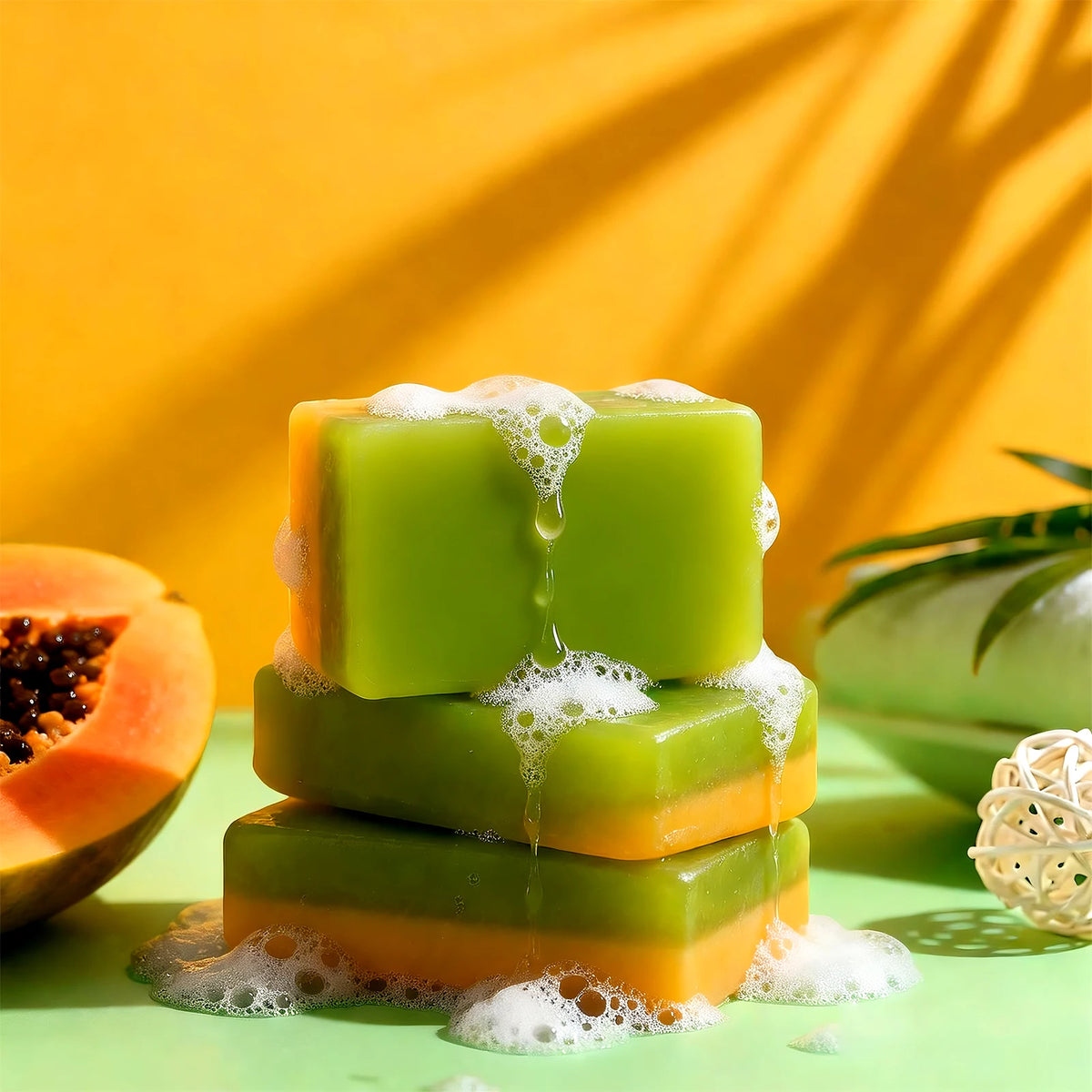 Papaya Essential Oil Handmade Soap – Brighten & Hydrate Handmade Soap Bar HIP combination papaya 100g