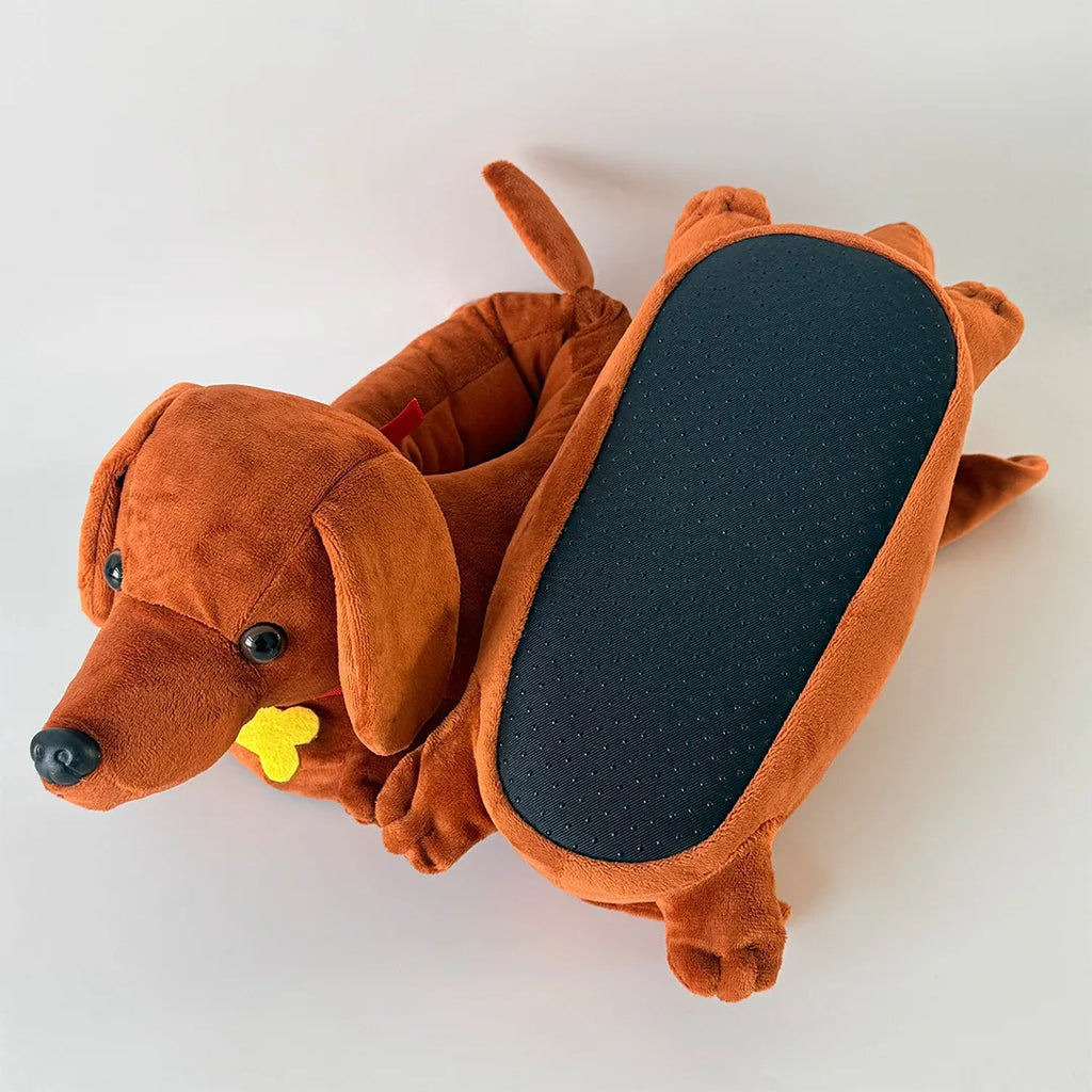 Dachshund Plush Slippers – Cozy Fuzzy House Shoes Women & Men Novelty House Slippers HIP