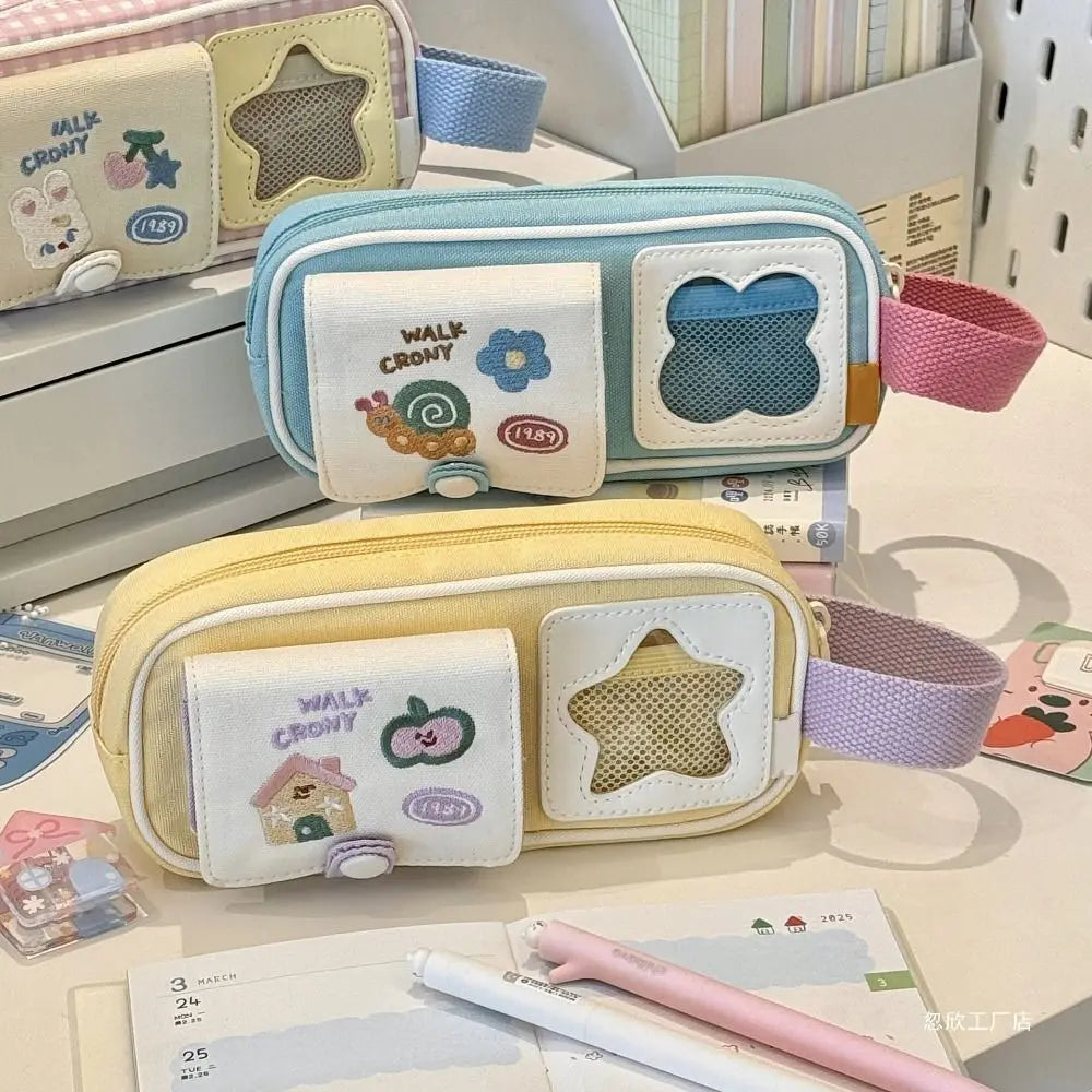 Large Capacity Star Picnic Canvas Pencil Case | Pen Bag Canvas Pencil Case HIP