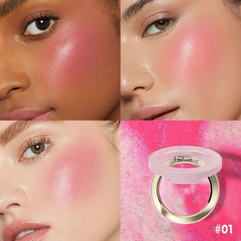 Baked Marble Blusher Long-Wearing Smooth Pressed Powder Blush Highlighter 8Color Lightweight Face Brighten Shimmer Rouge Palette HIP 01