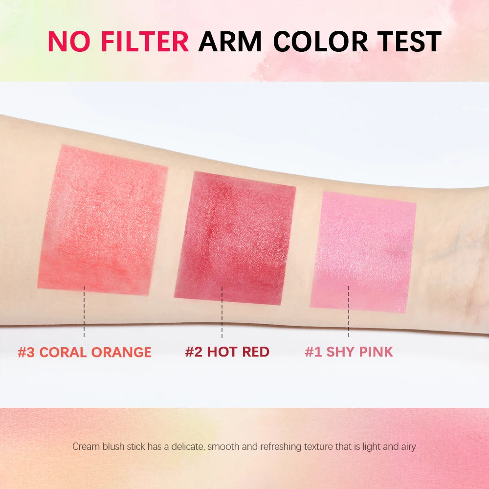 Blush Stick Long Lasting Blusher Cosmetics Pink Blush in Bar Korean Palette Smudge-Proof Multi-Use Blush Stick Cosmetics HIP