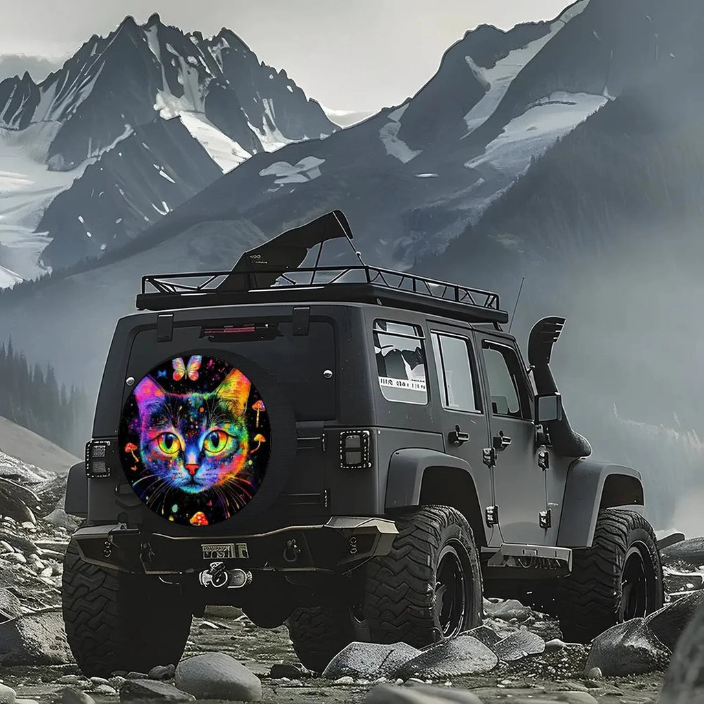 Rainbow Cat Spare Tire Cover – Colorful Wheel Protector Spare Tire Cover HIP