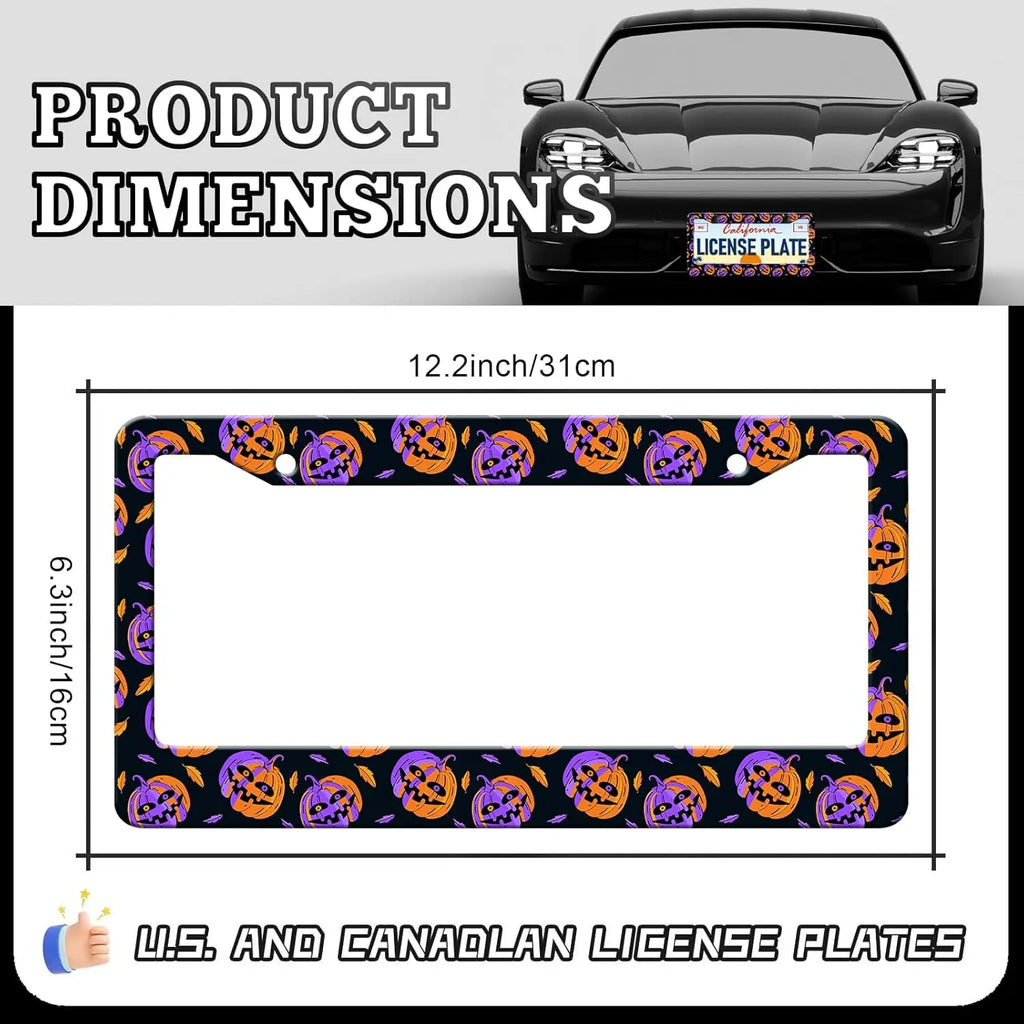 2-Pack Halloween Pumpkin License Plate Frames – Aluminum License Plate Frame HIP