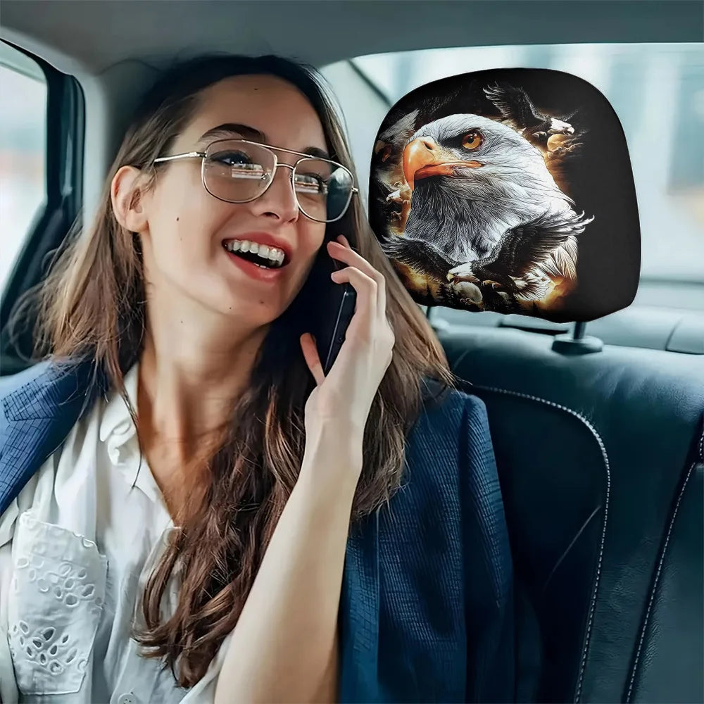 2-Pack Eagle Pattern Car Headrest Covers – Washable Fit Car Headrest Covers HIP