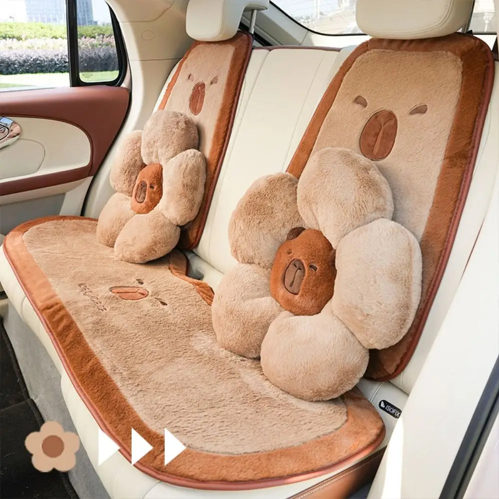 Plush Capybara Car Cushion – Headrest & Lumbar Pillow Plush Car Cushion HIP