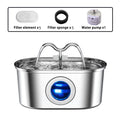 108oz/3.2L Cat Water Stainless Steel Pets Dispenser With LED Light Silent Pump Automatic Fountain For Cat Dog Drinking Bowl HIP 1set-5filter