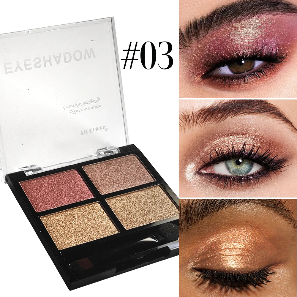 Fit Colors 4-Shade Earth Tone Eyeshadow Palette | Matte & Shimmer Eyeshadow Palette HIP 3