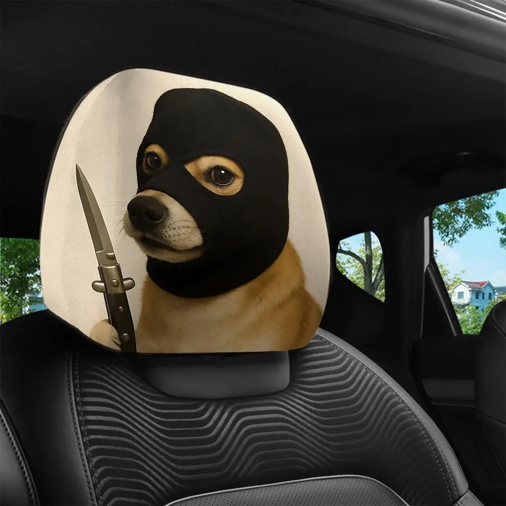 2-Pack Dog Print Car Headrest Covers – Soft, Washable & Fun Car Headrest Cover HIP