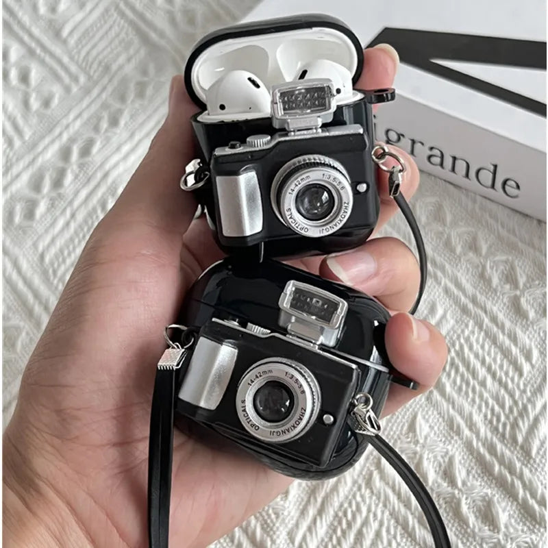 Vintage Camera AirPods Pro Case Glowing Cover & Lanyard AirPods Case Cover HIP Black for Airpods Pro 1st