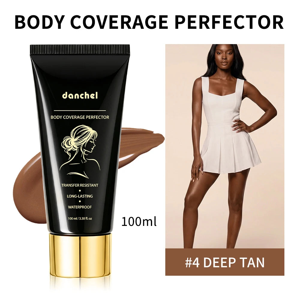 100ml Body Leg Concealer Waterproof Anti Transfer Cover Tattoo Scar Varicose Veins Even Skin Tone Wheat Tan Foundation HIP 4Deep Tan