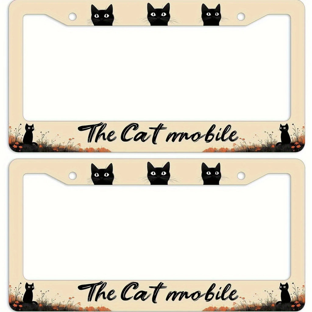 2-Pack Black Cat License Plate Frames – Funny Cat Lover Gift License Plate Frame HIP black