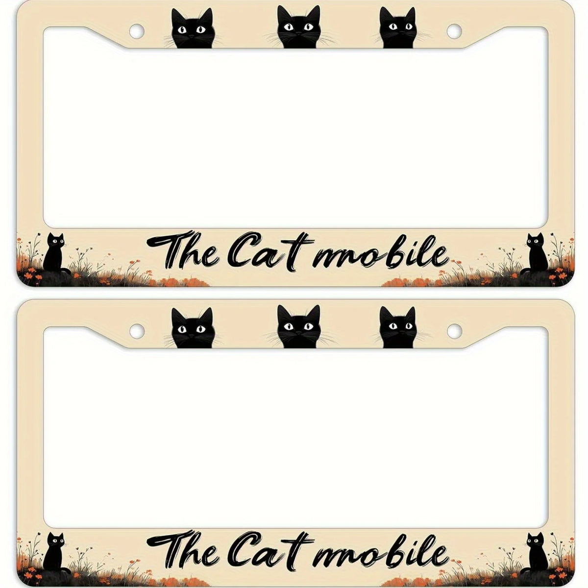 2-Pack Black Cat License Plate Frames – Funny Cat Lover Gift License Plate Frame HIP black