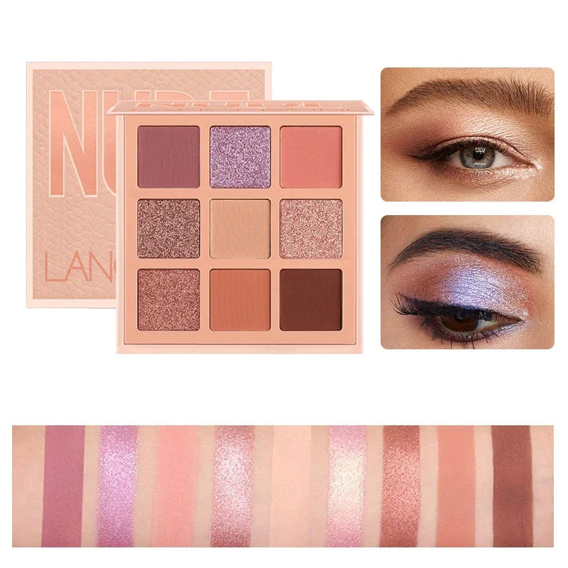 9 Colors Nude Eyeshadow Powder Makeup Palette Matte Shimmer Eye Pigmented Powder Make Up New Warm Earth Color Eyeshadow HIP