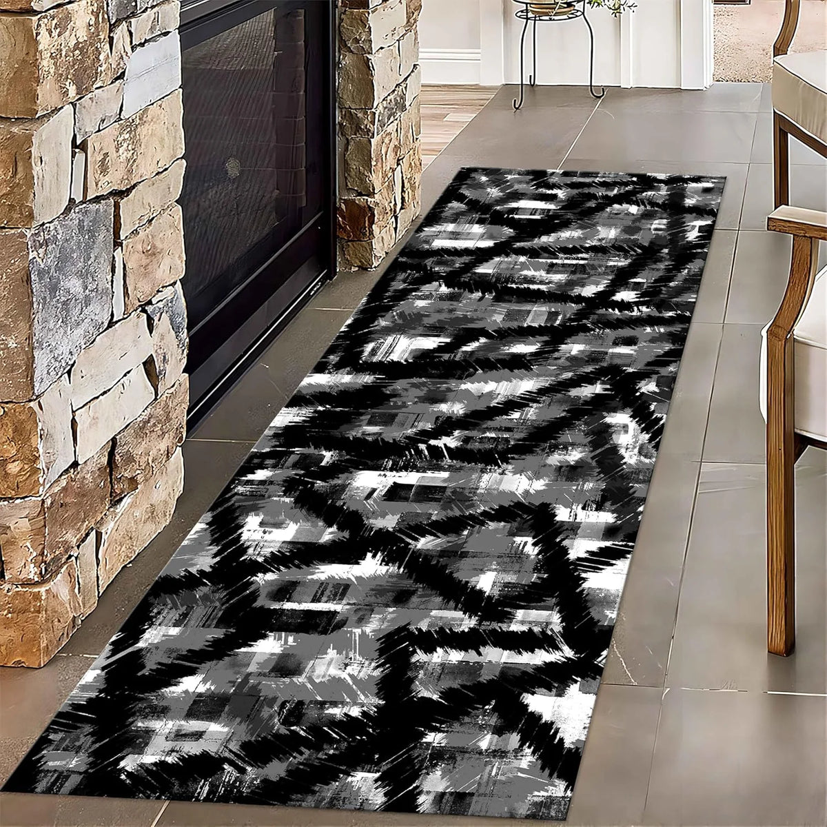 Modern Geometric Runner Rug – Non-Slip & Washable Geometric Runner Rug HIP