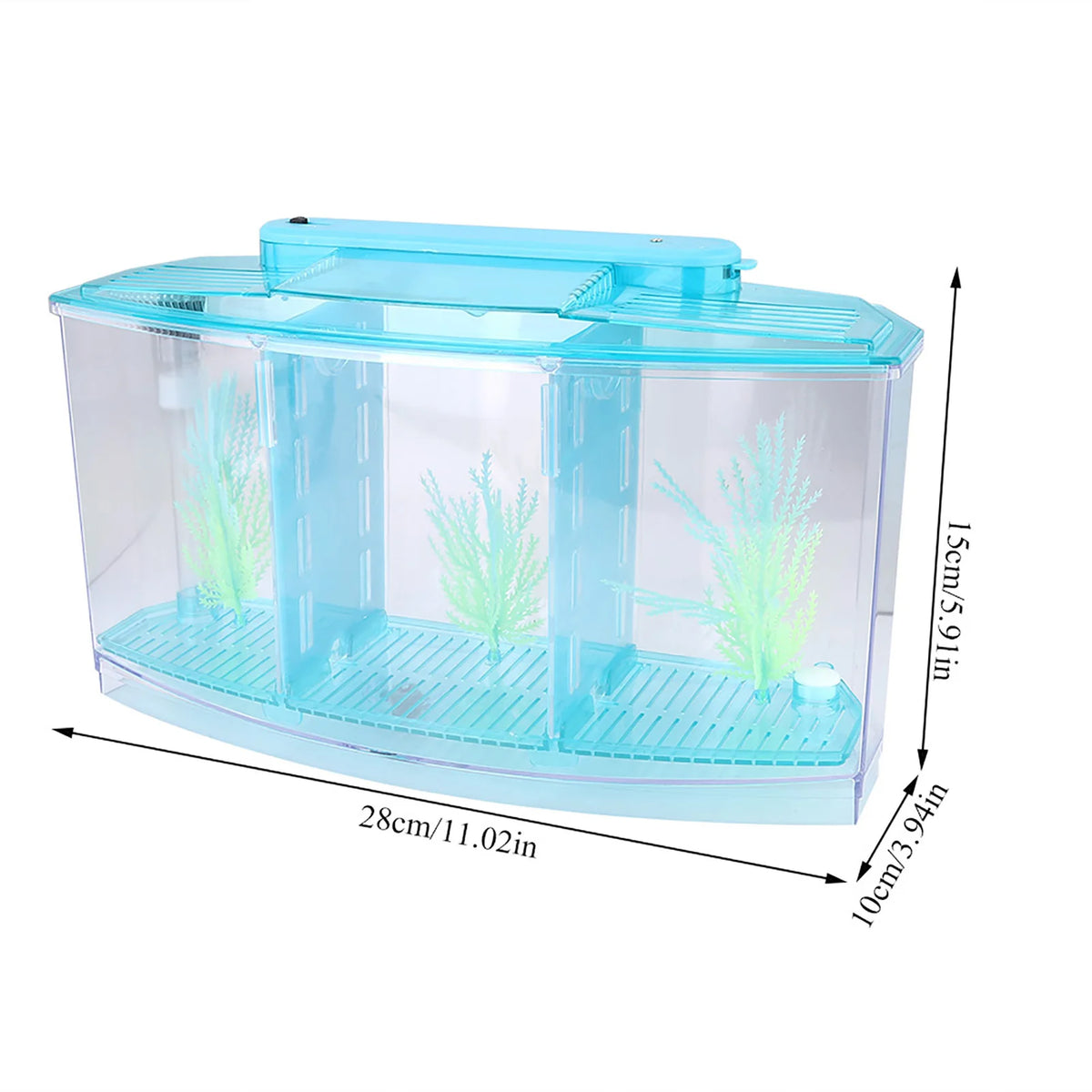 Aquarium Fish Tank LED Acrylic Three Divisions Breeding Isolation Box for Small Fishes HIP
