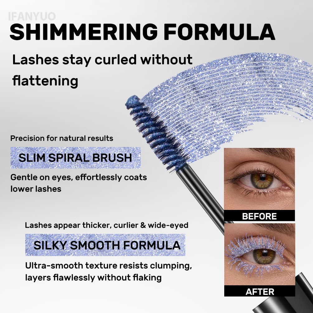 5 Colors Diamond Shimmering Mascara Long Lasting Makeup 3D Volume Eyelashes Curling Glitter Mascara Eye Lash Female Cosmetic HIP