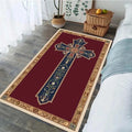 Orthodox Cross Prayer Rug – Greek Byzantine Black Gold Mat Religious Area Rug HIP 3 50x80cm-Felt