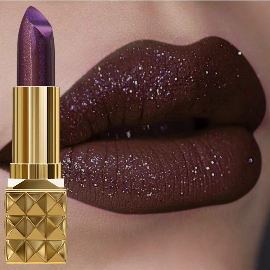 KAFURUX Glitter Metallic Lipstick – Pearlescent Lip Tint Glitter Metallic Lipstick HIP