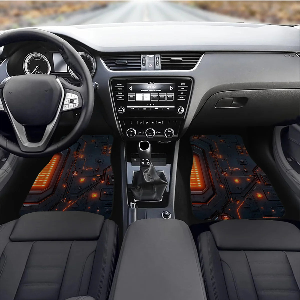 4-Piece Non-Slip Car Floor Mats – Orange Circuit Tech Design Car Floor Mats HIP