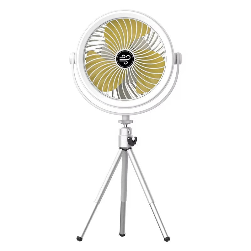 Rechargeable Portable Camping Fan with LED Light | 3 Speeds Portable Camping Fan HIP WHITE