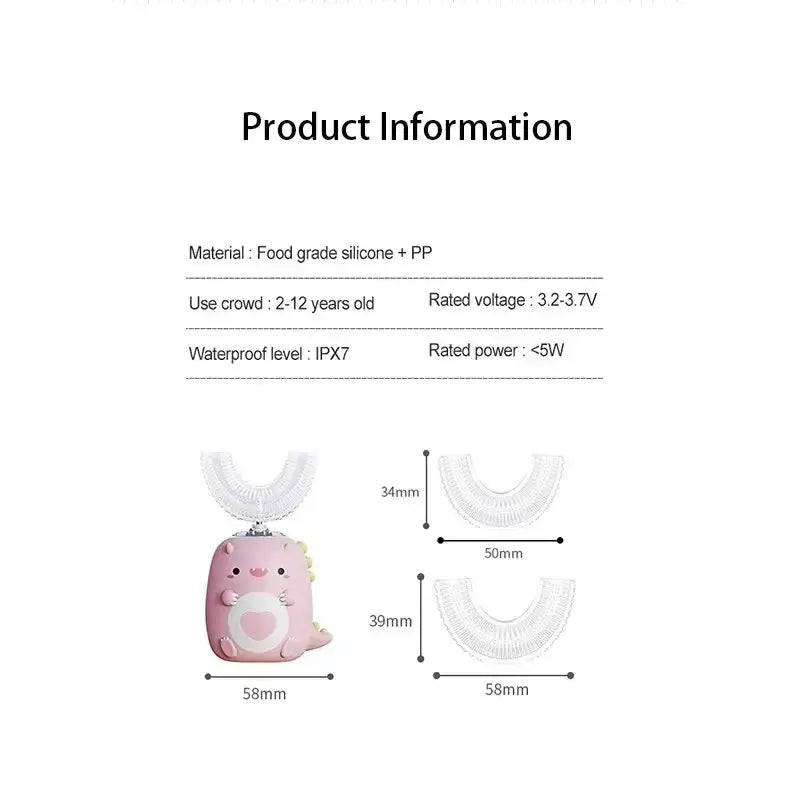 Kids U-Shaped Electric Toothbrush – 360° Silicone USB Charge Kids Electric Toothbrush HIP