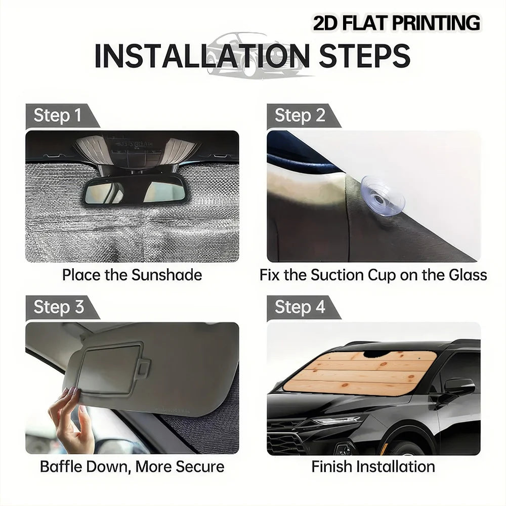 Foldable Car Windshield Sun Shade – 2D Flat Print Visor Car Sun Shade HIP