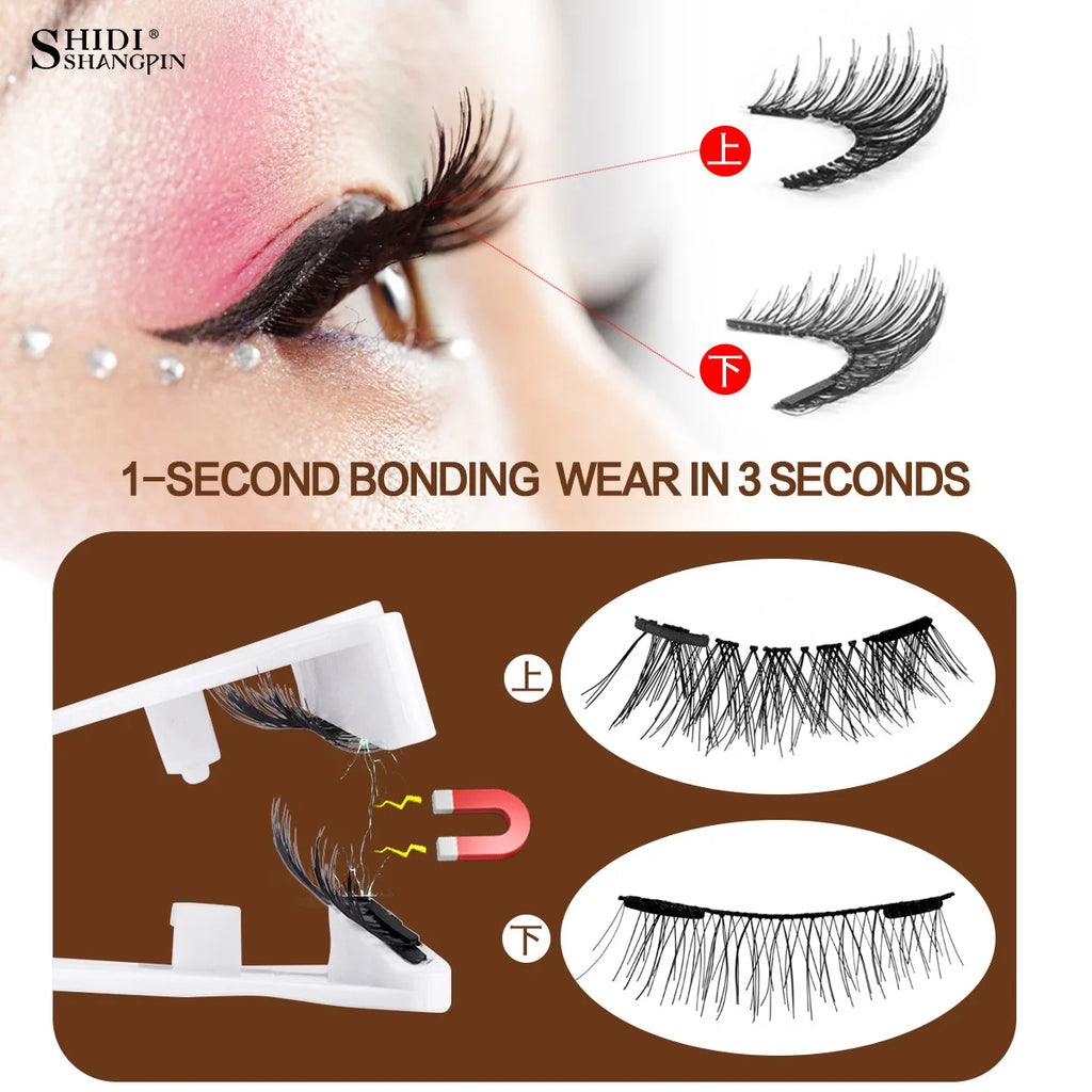 5pairs Magnetic Eyelashes Handmade 3D Natural Magnetic False Eyelashes Reusable Magnetic Eyelashes Tweezers Set Lashes Extension HIP
