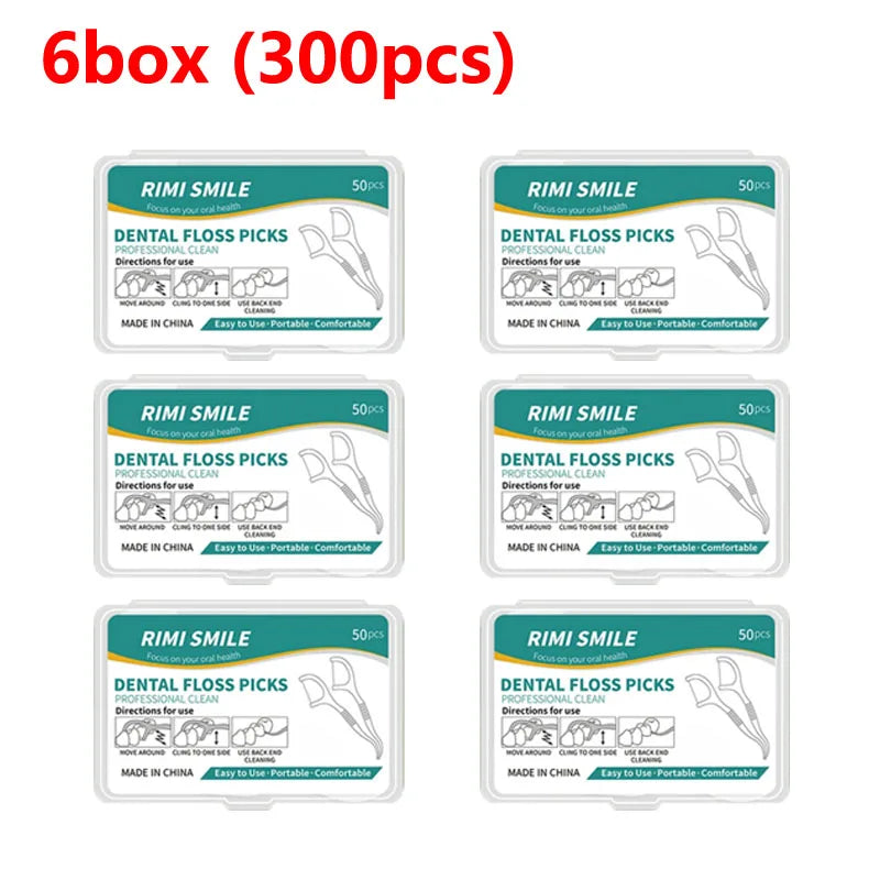 RUZOFO Disposable Dental Floss Picks | Portable Box 50ct Dental Floss Picks HIP C607-6Box