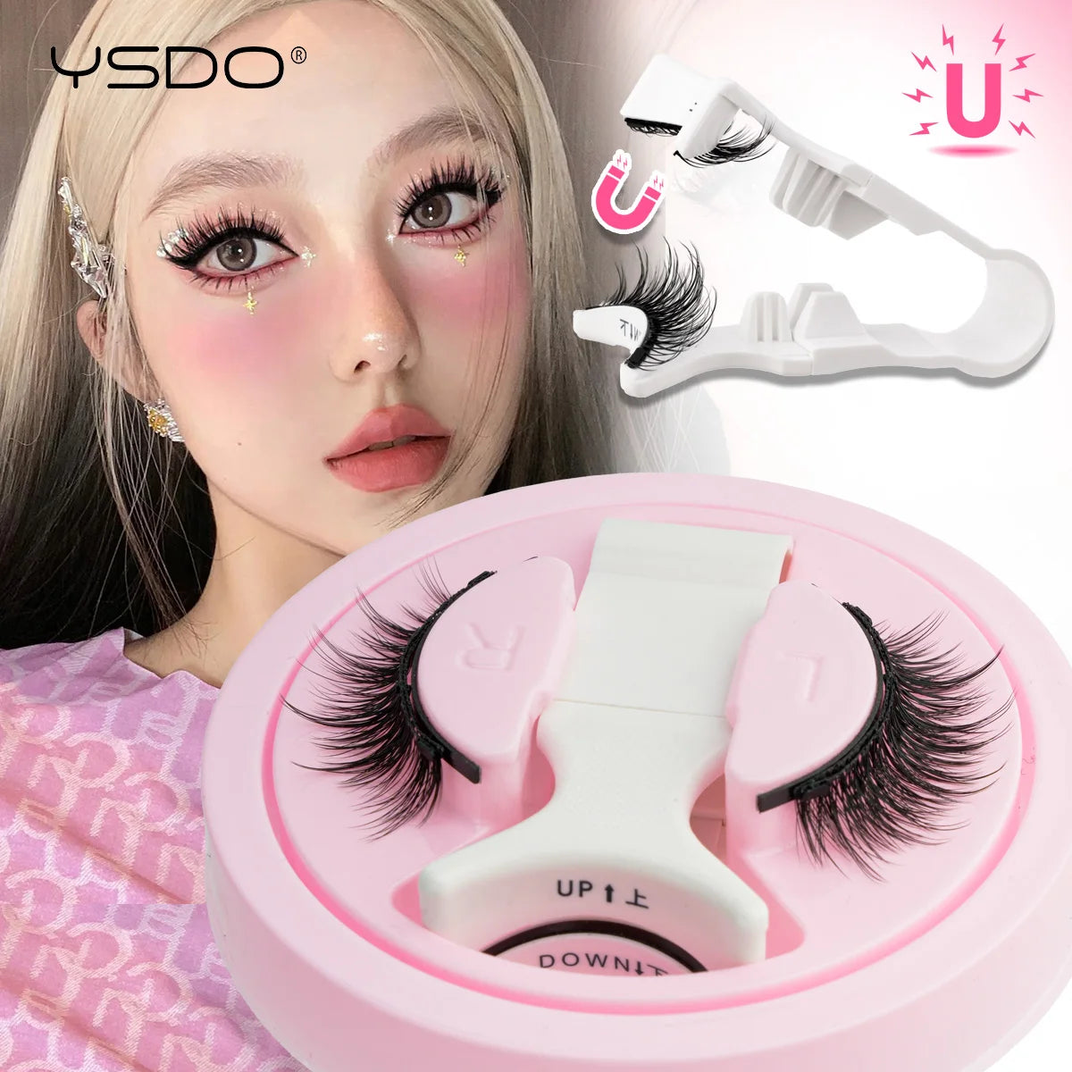 YSDO Magnetic Lashes Kit 1Pairs 3D Manga Reusable False Eyelashes With Micro Magnet Pieces Fake Mink Soft Natural Fluffy Makeup HIP
