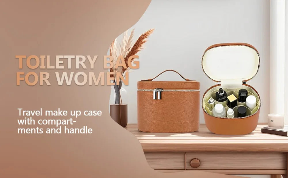 Large Capacity PU Leather Makeup Organizer Travel Bag Cosmetic Organizer Bag HIP