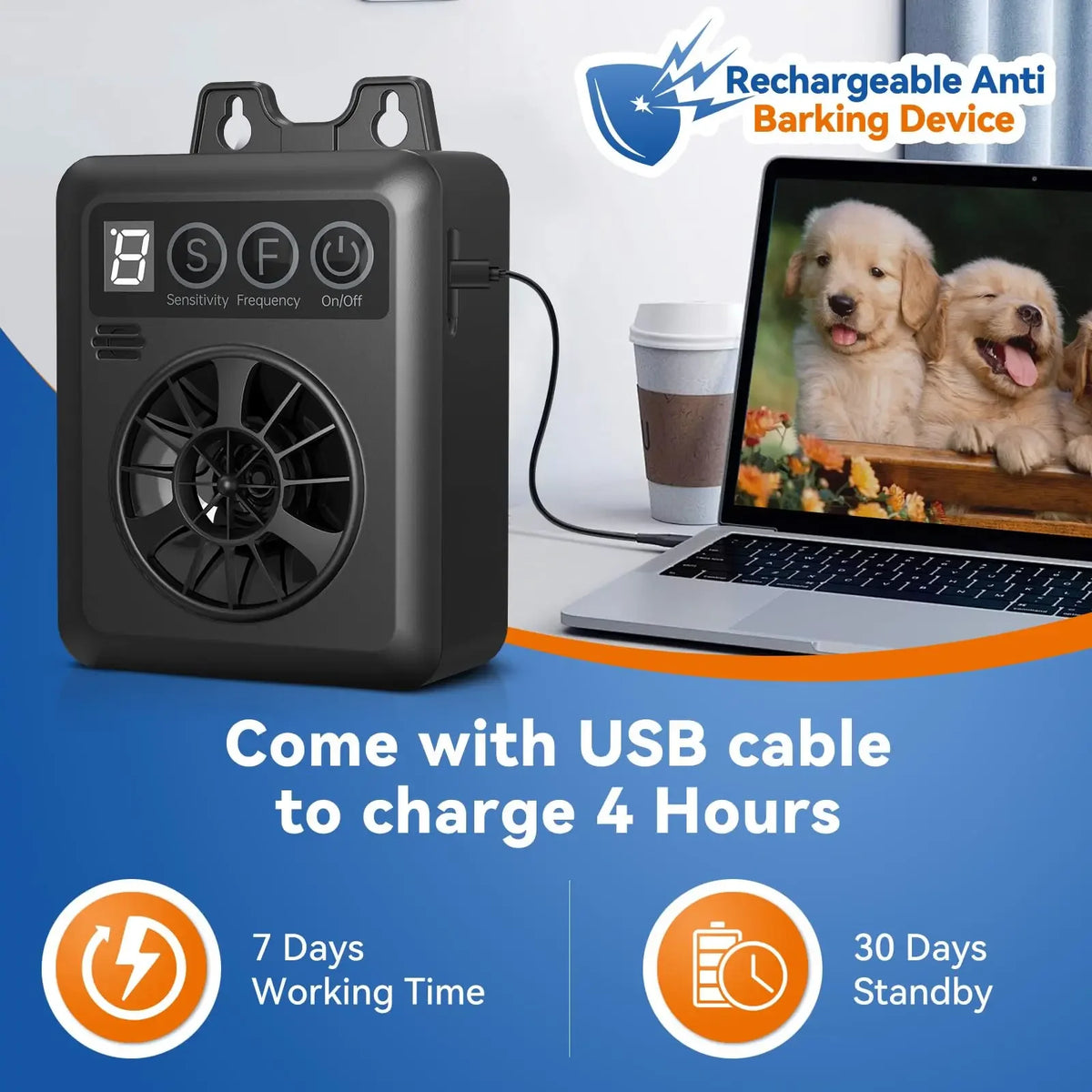Ultrasonic Bark Control Device – 4 Modes, 50FT Waterproof Bark Control Device HIP