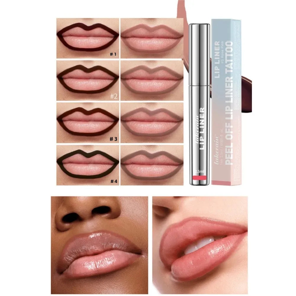 Lakerain Peel-Off Lip Liner – Waterproof Matte Lip Tint 4 Colors Peel-Off Lip Liner HIP