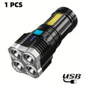 ESMARTER 4-LED USB Rechargeable Flashlight & COB Lantern Rechargeable Flashlight HIP S03 2 PCS