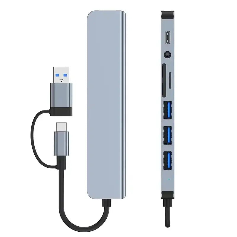 8 In 2 USB HUB With Splitter Card Reader, USB C Port, USB 3.0 / 2.0, SD/TF Splitter Card Reader, Docking Station HIP